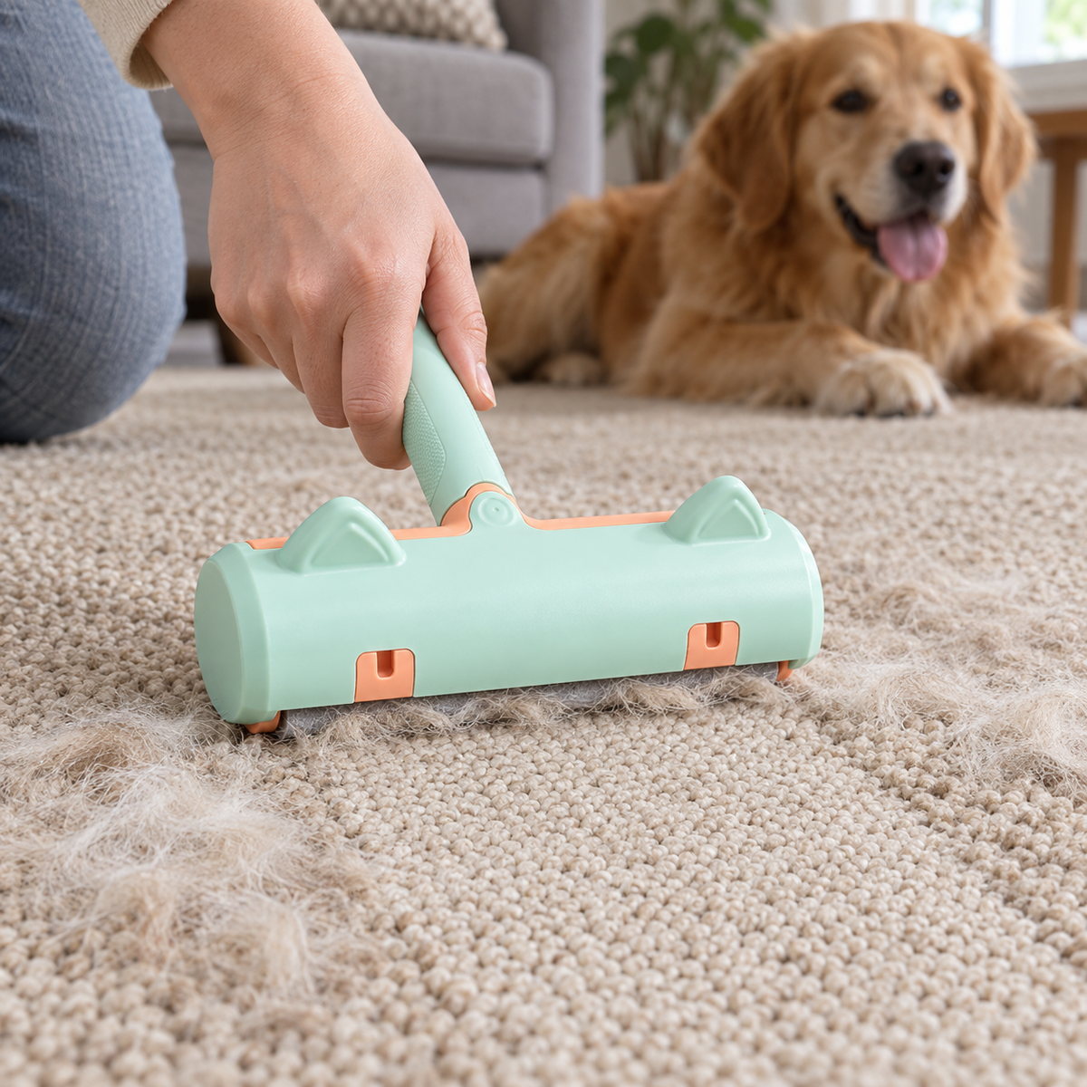 Pet Hair Removal Brush - Carpet, Sofa & Car Seat Cleaner