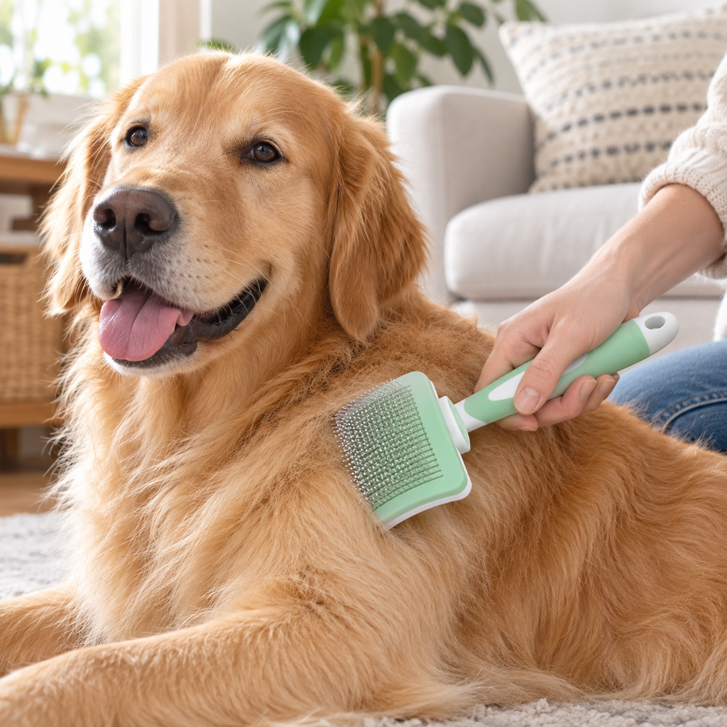 Self-Cleaning Slicker Brush - One-Click Fur Release
