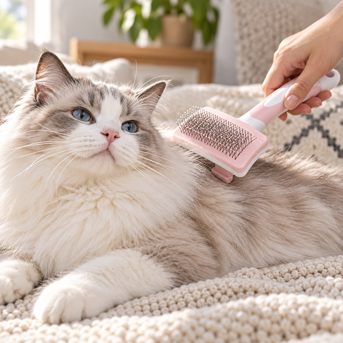 Self-Cleaning Slicker Brush - One-Click Fur Release