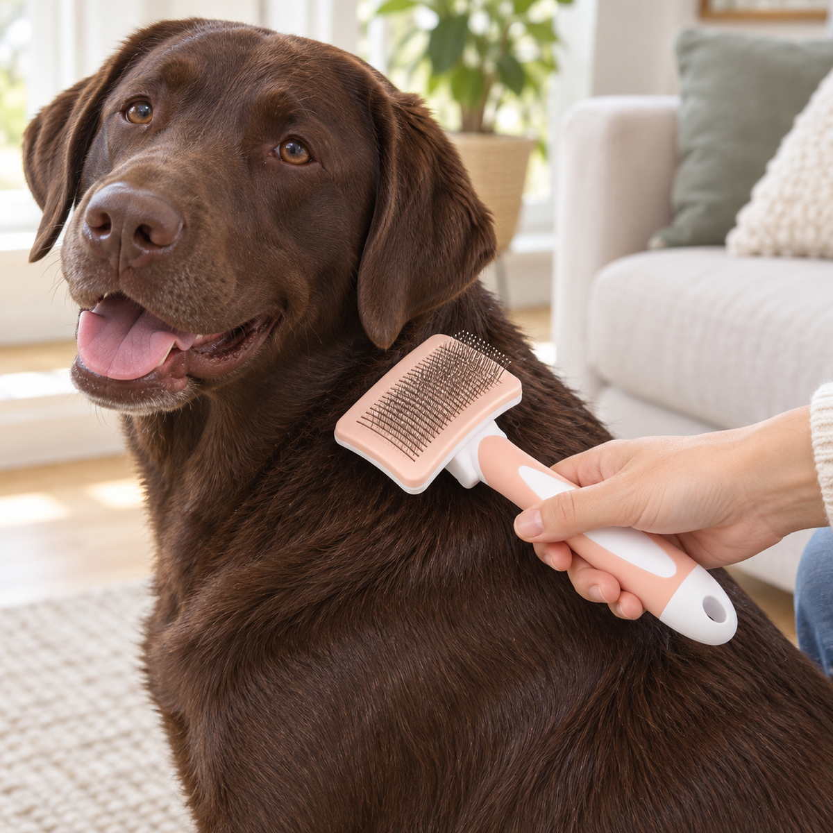 Self-Cleaning Slicker Brush - One-Click Fur Release