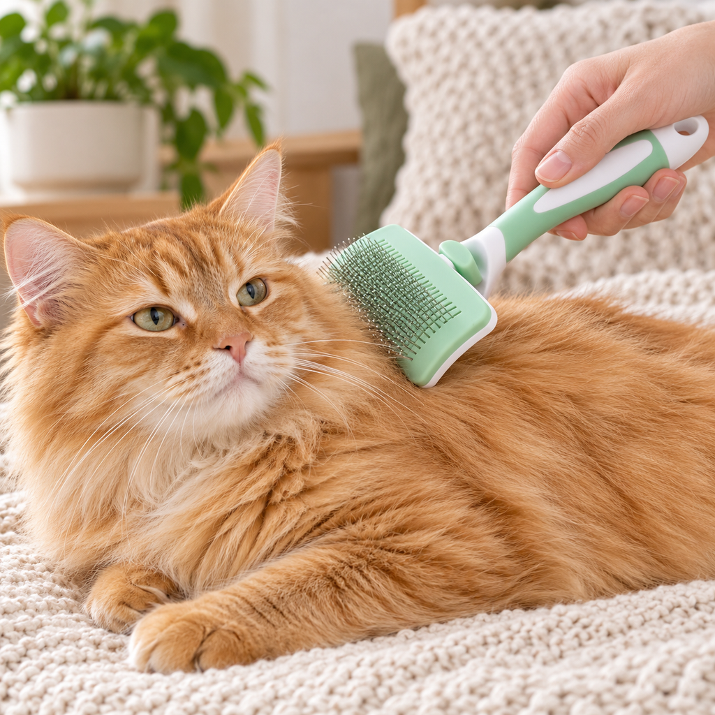 Self-Cleaning Slicker Brush - One-Click Fur Release