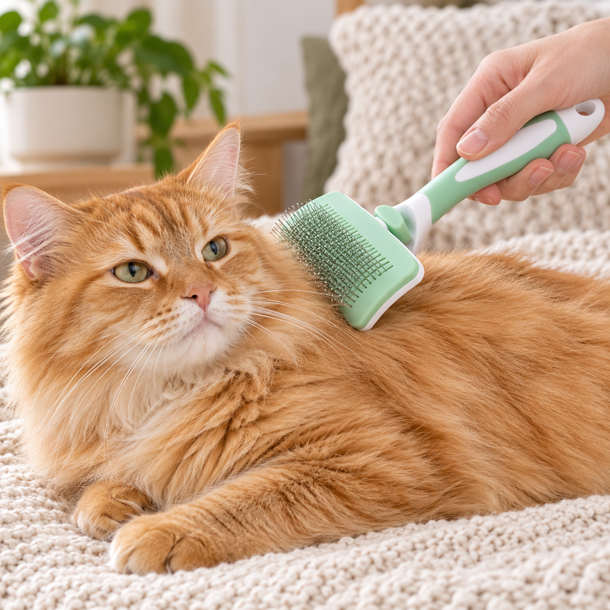 Self-Cleaning Slicker Brush - One-Click Fur Release