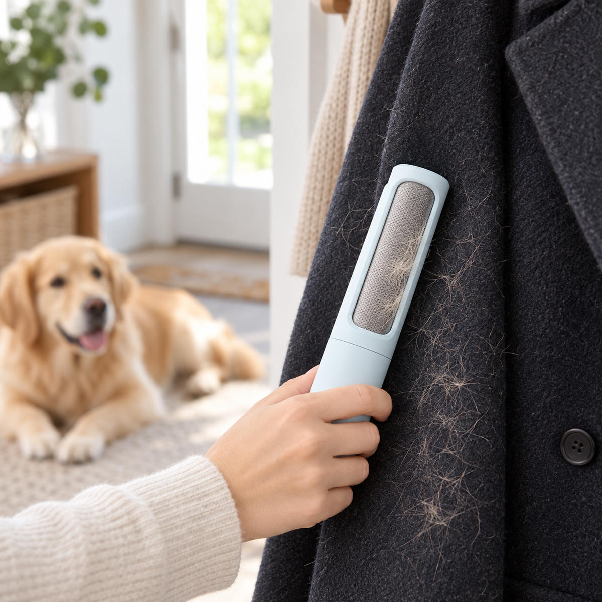 Reusable Pet Hair Remover – Self-Cleaning Lint Roller
